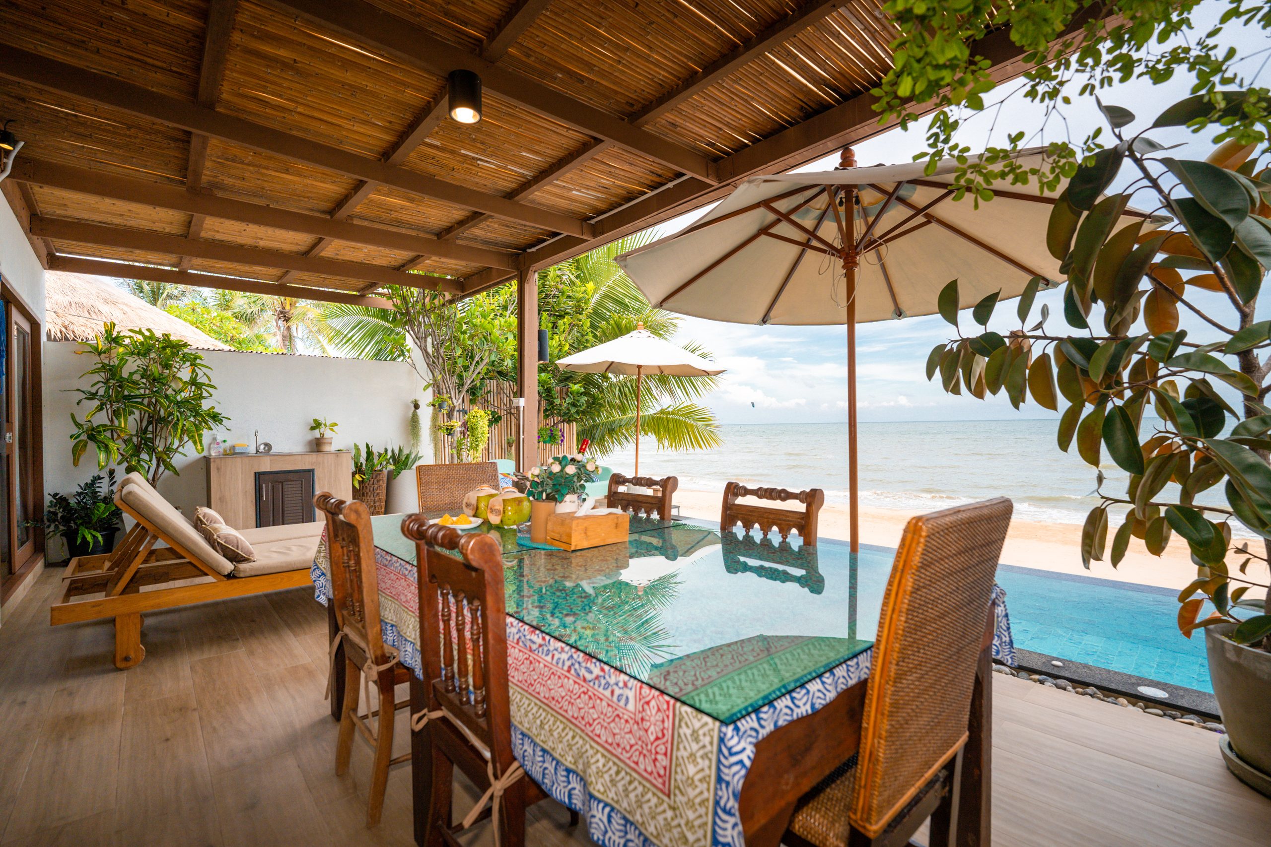 Family villa terrace and pool by the sea